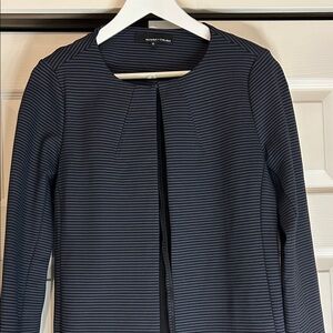 Amanda & Chelsea Women's Navy and Black Striped Ponte Jacket Size Medium